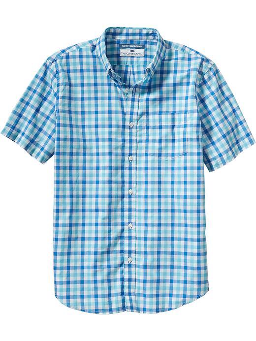 Old Navy Mens Slim Fit Patterned Shirts - Just So Cerulean