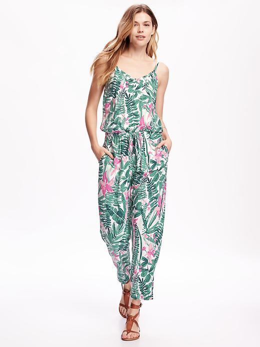 Old Navy Printed Cami Jumpsuit For Women - Multi Green Floral