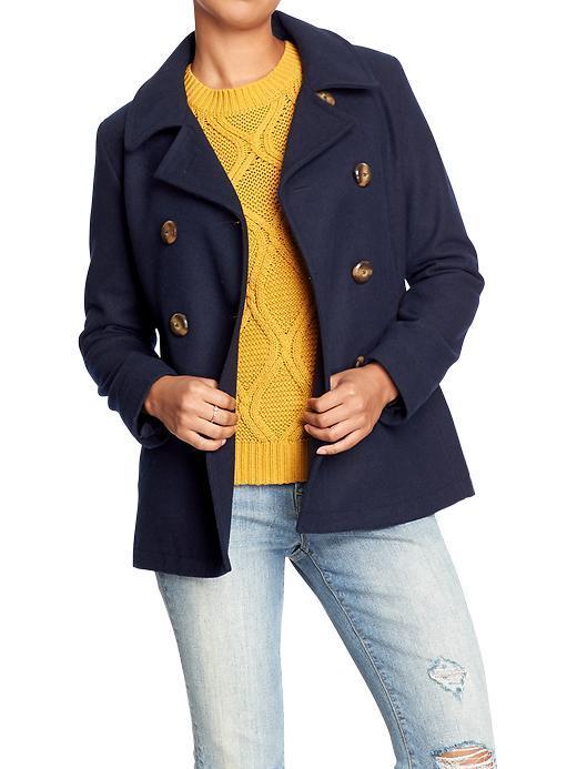 Womens Wool Blend Pea Coats Size L Tall - In The Navy