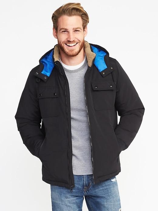 Old Navy Mens Hooded Down-feather Fill Jacket For Men Black Size Xs