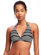Old Navy Underwire Halter Bikini Top For Women - Black/white Stripe