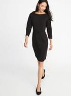 Old Navy Womens Ponte-knit 3/4-sleeve Sheath Dress For Women Blackjack Size L