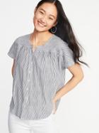 Striped Button-front Shirt For Women