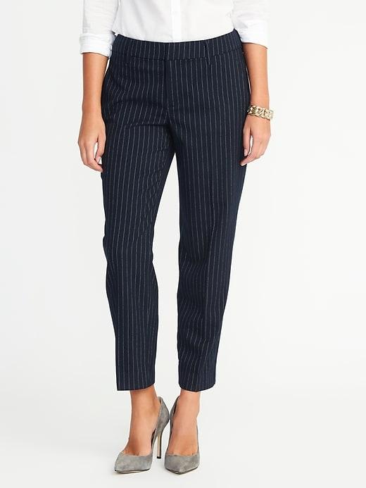 Old Navy Womens Mid-rise Fitted Harper Pants For Women Navy Stripe Size 8