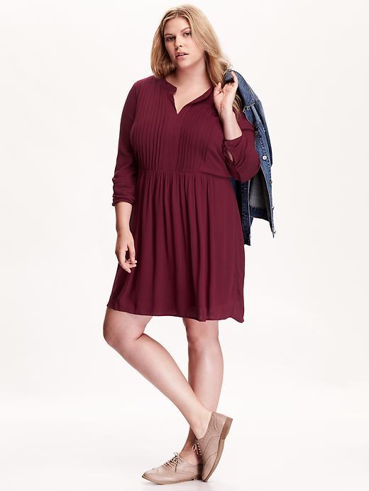 Old Navy Womens Plus Pintuck Swing Dress Size 1x Plus - Marion Berry