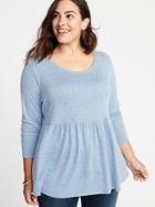 Old Navy Womens Luxe Plush-knit Peplum-hem Plus-size Tee Horizon Blue Size 2x