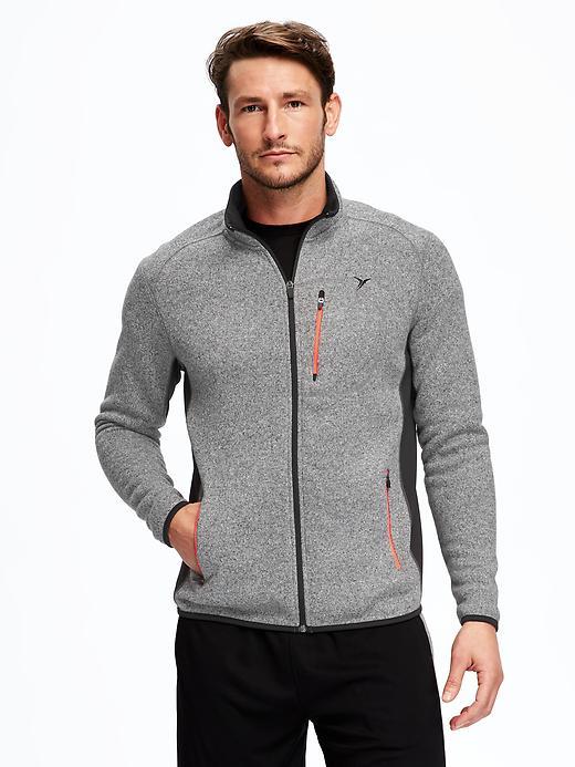 Old Navy Relaxed Mock Neck Sweater Fleece Jacket For Men - Heather Grey