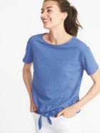 Old Navy Womens Relaxed Tie-front Top For Women Cowboy Blue Size Xs