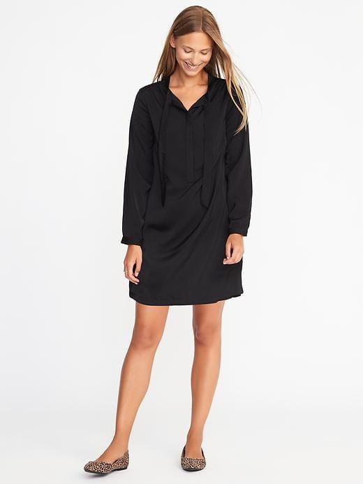 Old Navy Tie Neck Shirt Dress For Women - Blackjack