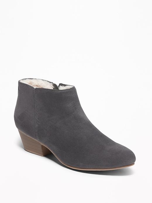 Old Navy Womens Faux-suede Sherpa-lined Booties For Women Cast Iron Top Size 6