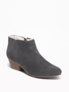 Old Navy Womens Faux-suede Sherpa-lined Booties For Women Cast Iron Top Size 6