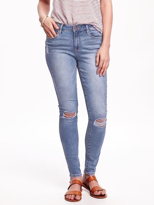 Old Navy Mid Rise Destructed Rockstar Jeans For Women - Palm Springs