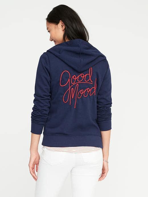 Old Navy Relaxed Full Zip Fleece Hoodie For Women - Lost At Sea Navy
