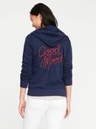 Old Navy Relaxed Full Zip Fleece Hoodie For Women - Lost At Sea Navy