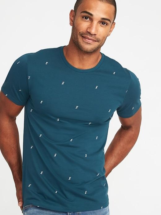 Old Navy Mens Soft-washed Printed Crew-neck Tee For Men Botanical Green Size S