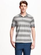 Old Navy Striped Pique Polo For Men - Gray