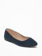 Old Navy Womens Faux-suede Pointy Ballet Flats For Women Navy Blue Size 6