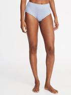 High-waist Textured-stripe Swim Bottoms For Women