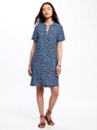 Old Navy Lace Up Shift Dress For Women - Blue Paisley