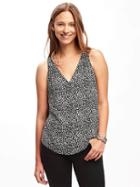 Old Navy Relaxed Cutout Back Blouse For Women - Black Animal