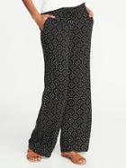 Old Navy Womens Mid-rise Wide-leg Soft Pants For Women On New Black Print Size Xxl