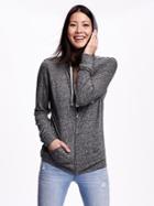 Old Navy Relaxed Full Zip Hoodie For Women - Dark Charcoal Gray