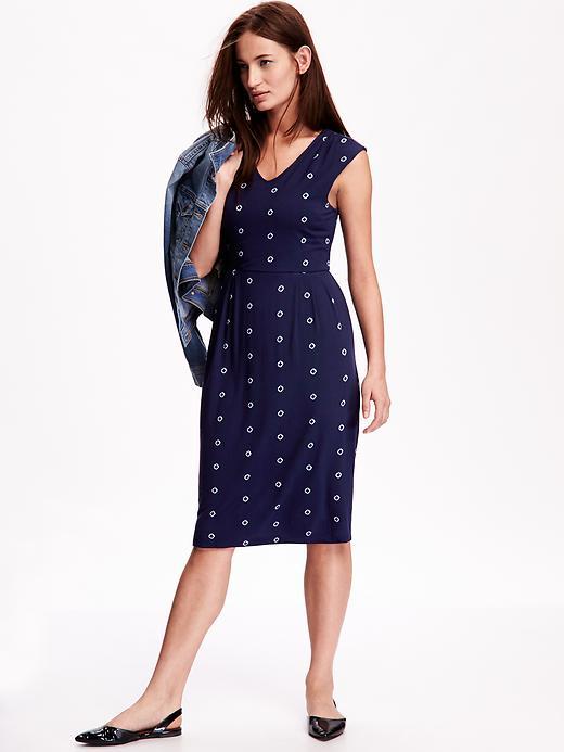 Old Navy Sleeveless Printed Sheath Dress - Lost At Sea Navy