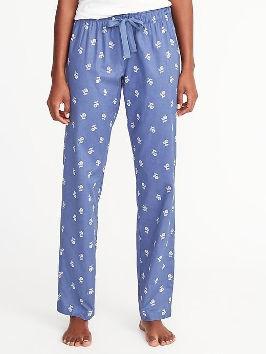 Old Navy Womens Poplin Sleep Pants For Women Blue Floral Size L