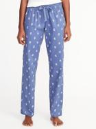 Old Navy Womens Poplin Sleep Pants For Women Blue Floral Size L