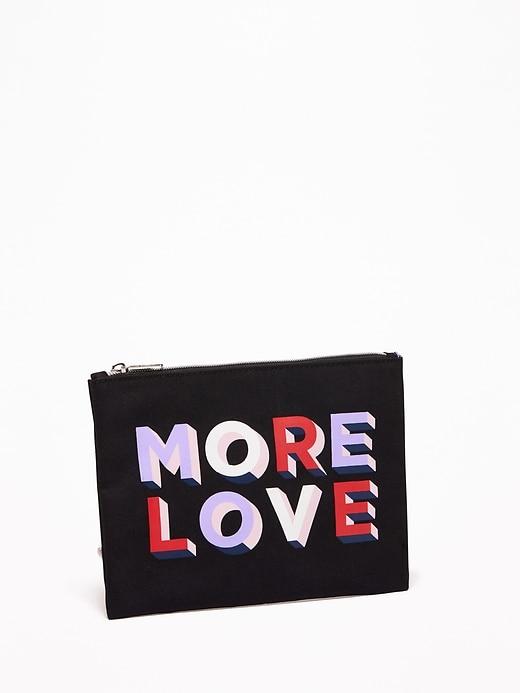Old Navy Womens Printed Canvas Cosmetics Bag For Women More Love Size One Size