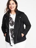 Old Navy Womens Plus-size Sueded-knit Moto Jacket Black Size 3x