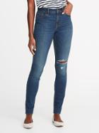 Old Navy Womens Mid-rise Skinny Jeans For Women Dark Destroyed Size 10