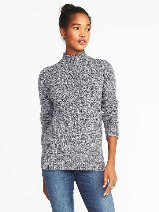 Old Navy Womens Marled Mock-neck Sweater For Women Blue Marl Size Xs