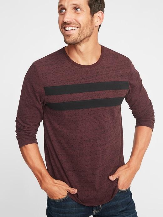 Old Navy Mens Slub-knit Chest-stripe Tee For Men Clove Size Xxxl
