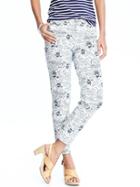 Old Navy Womens Patterned The Pixie Chinos Size 0 Regular - White Scenic