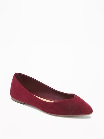 Old Navy Sueded Pointy Ballet Flats For Women - Borscht