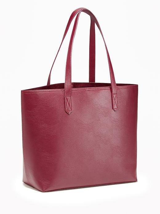Old Navy Classic Faux Leather Tote For Women - Marion Berry