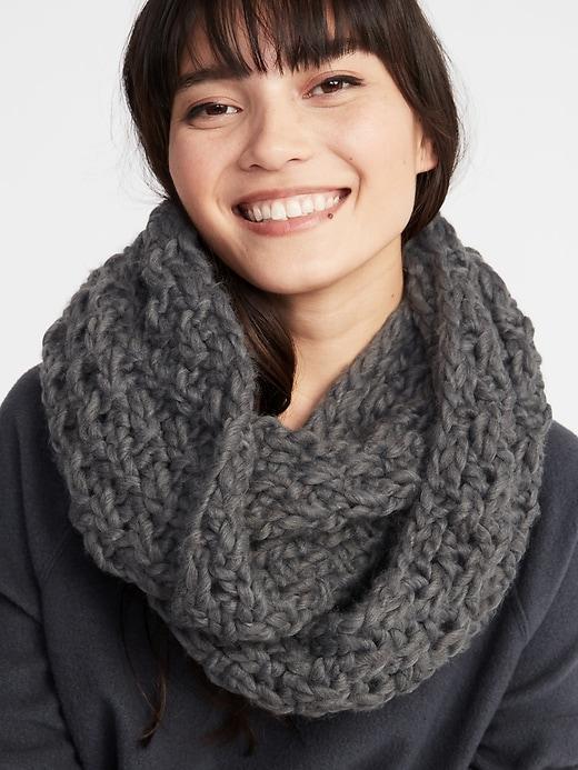 Old Navy Womens Textured Basket-weave Infinity Scarf For Women Charcoal Size One Size