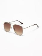 Wire-frame Aviator Sunglasses For Men