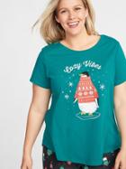 Old Navy Womens Everywear Christmas Graphic Plus-size Tee Cozy Vibes Size 2x