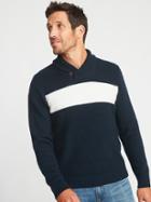 Old Navy Mens Shawl-collar Chest-stripe Sweater For Men In The Navy Size Xxxl