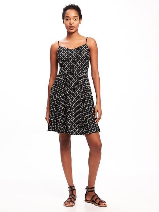 Old Navy Fit & Flare Cami Dress For Women - Black Geo