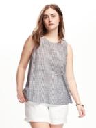 Old Navy Button Back Trapeze Plus - Mini Blue Stripe