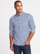 Old Navy Mens Slim-fit Built-in Flex Oxford Shirt For Men Blue Gingham Size Xxl