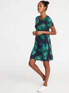 Old Navy Womens Jersey-knit Swing Dress For Women Navy Palm Print Size Xxl