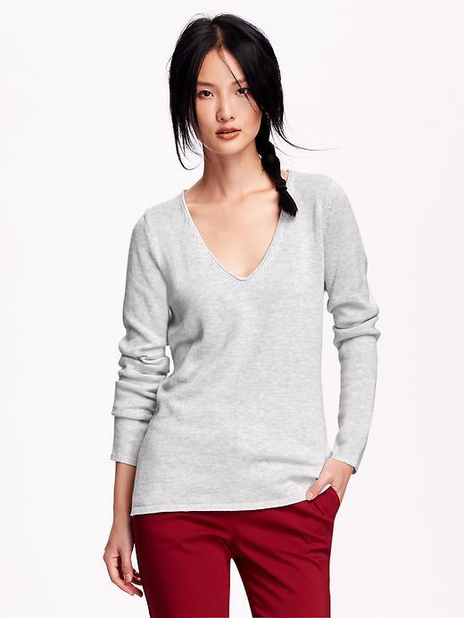 Old Navy Womens V Neck Pullover Size L Tall - Light Heather Gray
