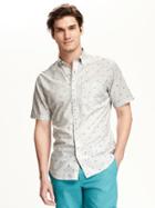 Old Navy Classic Printed Slim Fit Shirt For Men - Heather Grey
