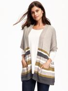 Old Navy Open Front Poncho For Women - Neutral Stripe