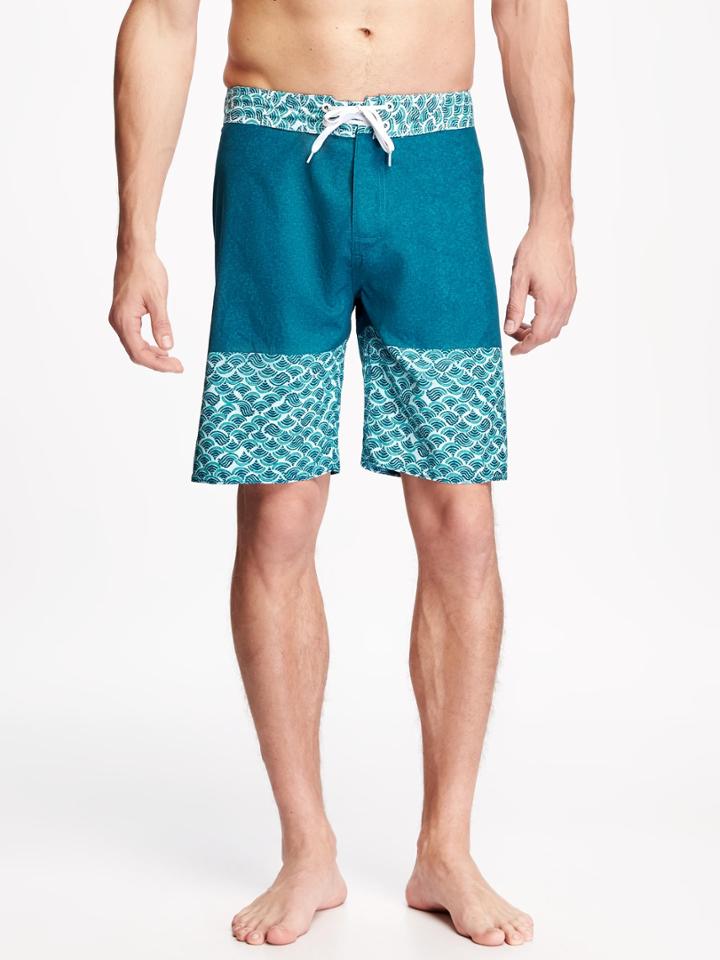 Old Navy Patterned Board Shorts For Men 9 - Cerulean Warbler