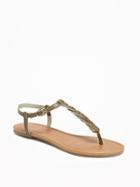 Old Navy Braided T Strap Sandals For Women - Olive